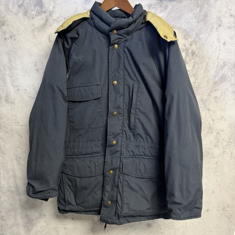 Vintage Eddie Bauer Goose Down Parka Coat Jacket Mens L Blue Full Zip Outdoor